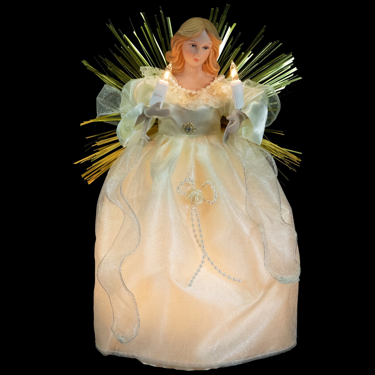 Northlight Angel with Candle Lighted Christmas Tree Topper - 10.5” - Gold - Clear Lights